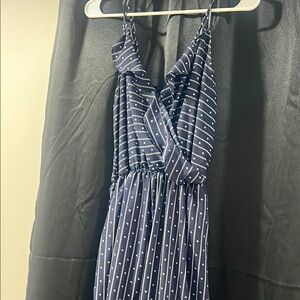 Navy Polka Dot Wide Leg Jumpsuit